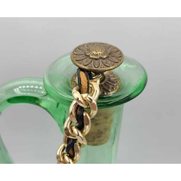 Vintage 1960's Italian Green Glass Decanter w/ Ornate Corks & Ice Chamber 11"H - Picture 14 of 14